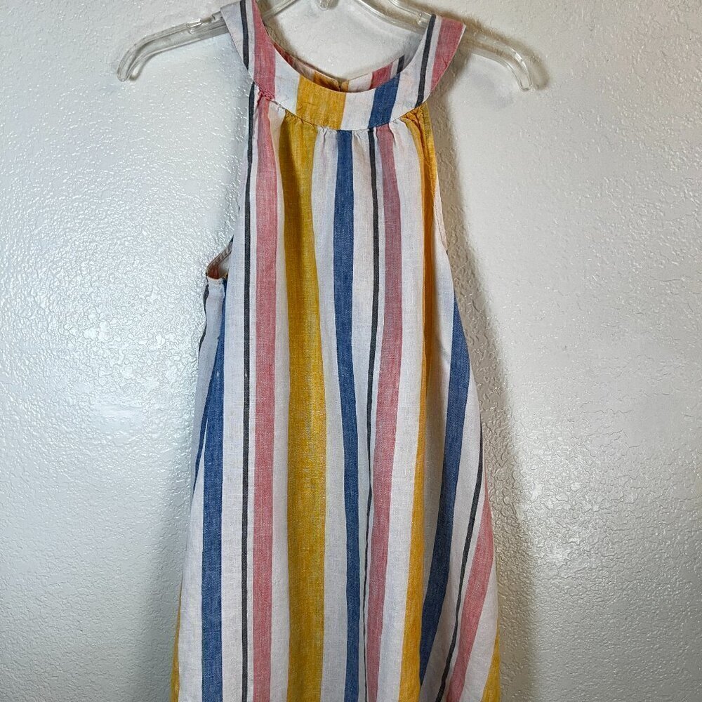 C&C California 100% linen Pastel Stripe mini halter dress Small